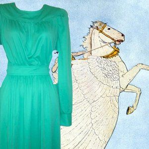 1970s vintage green maxi dress size small minimalist disco